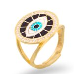 ANEL TRIBAL AJUSTÁVEL EM PRATA DOURADA COM ZIRCÓNIAS