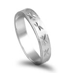 Aliança ouro branco com lapidação - 3mm