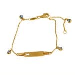 Pulseira em prata dourada de lei com chapa e olho turco