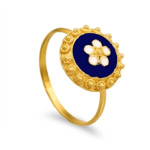 Anel Em ouro de 19,2kl com esmalte
