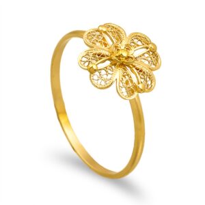 Anel forma de flor em filigrana em ouro de 19,2kl