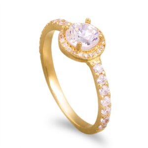 Anel ouro amarelo 19,2kl com pedras