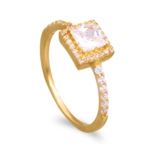 Anel ouro amarelo de 19,2kl com pedras