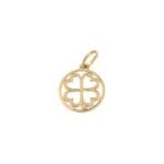 Medalha trevo com aro em ouro - 12mm