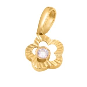 MEDALHA OURO 19,2KL FLOR C/PEDRA