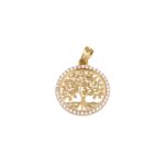 Medalha árvore da vida com pedras em ouro - 14mm