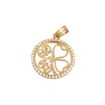 Medalha trevo em ouro com pedras - 17mm