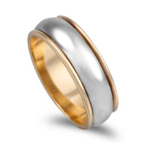 Aliança ouro bicolor de 19,2kl com 6mm de largura