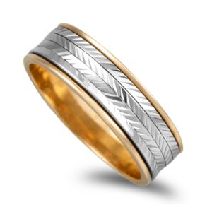Aliança Ouro Bicolor Em 19,2KL Com 6mm De Largura