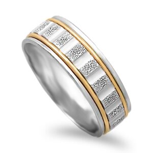 Aliança bicolor ouro branco e amarelo 7mm