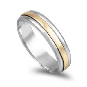 Aliança bicolor ouro amarelo e branco 4mm