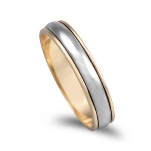 Aliança Ouro Bicolor 4mm Com Centro Ouro Branco