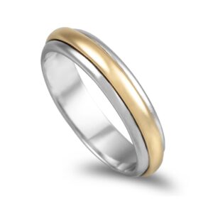 Aliança Ouro Bicolor Com 4mm De Largura