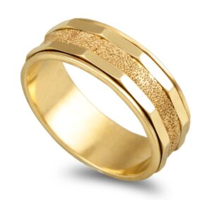 Aliança Em Ouro 19,2KL Lapidada Com Picotado 6,5mm De Largura