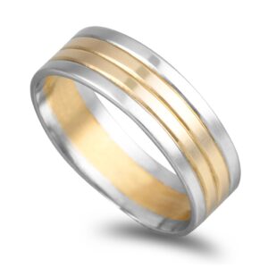 Aliança bicolor ouro franco e branco 6mm