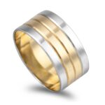 Aliança bicolor ouro franco e branco 10mm