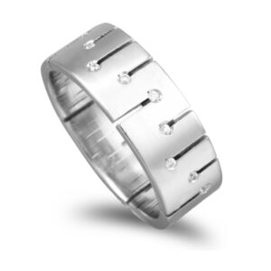 Aliança Ouro Branco 7mm Com Zircónias