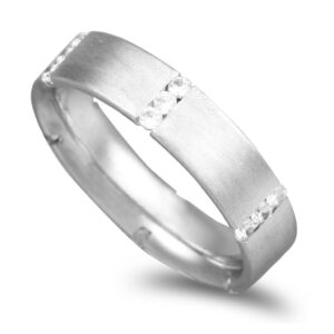 ALIANÇA OURO BRANCO COM PEDRAS NOS RECORTES