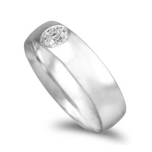 Aliança em ouro branco com pedras - 5mm