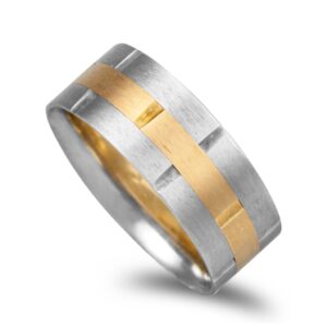 Aliança bicolor ouro franco e branco 8mm
