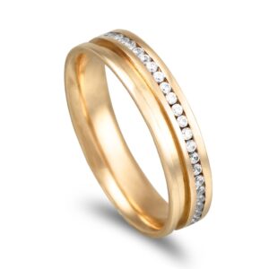 Aliança ouro amarelo - 6mm - Pedras a toda a volta