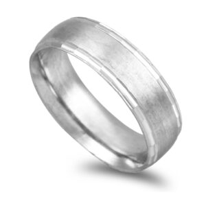 Aliança Ouro Branco Acetinada Com 2 Frisos Laterais