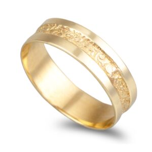 Aliança Ouro 19,2KL Com Pormenor No Centro 6mm