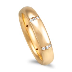 Aliança amendoa em ouro amarelo com pedras - 4mm