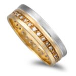 Aliança Ouro Bicolor 19,2KL Com Zircónias 6mm De Largura
