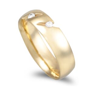 Aliança amendoa ouro franco com pedras - 5mm