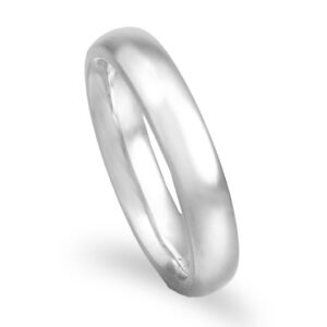 Aliança ouro branco - Amendoa facetada leve - 4mm