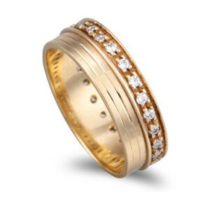 Aliança Ouro Amarelo 6mm De Largura Com Pedras