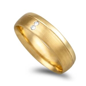 Aliança ouro franco com pedras - 6mm de largura
