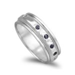 Aliança ouro branco com pedras - 6mm