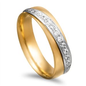 Aliança bicolor com pedras - 5mm