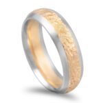 Aliança ouro bicolor com acabamento rugoso - 6mm