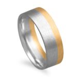 Aliança amendoa interior em ouro bicolor fosca