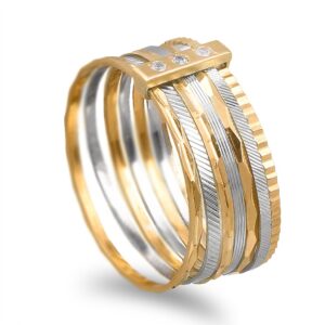 Aliança 7 dias em ouro bicolor - 10mm