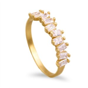 Anel pedras baguete em ouro de 19.2kl