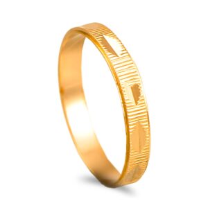 Aliança ouro amarelo com trabalhado - 3mm