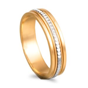 Aliança bicolor com filet lapidado - 5mm