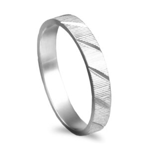 Aliança ouro branco com trabalhado - 3mm