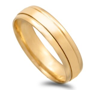 Aliança ouro amarelo com filet batido com 6mm
