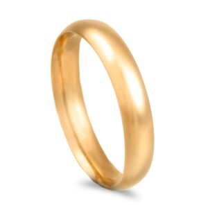 Aliança ouro amarelo – Meia cana alta amendoada - 4mm