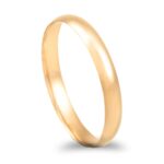 Aliança ouro amarelo – Meia cana vistosa  amendoada - 3mm