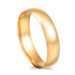 Aliança ouro amarelo – Meia cana vistosa  amendoada - 4,5mm