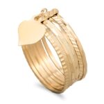 Aliança sete dias com coração em ouro 9kl - 6mm