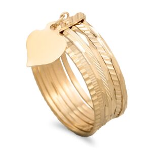 Aliança sete dias com coração em ouro 9kl - 6mm