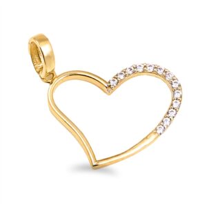 Medalha coração com zircónias em ouro amarelo de 19,2kl