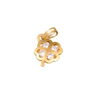 Medalha trevo em ouro de 19.2kl com pedras